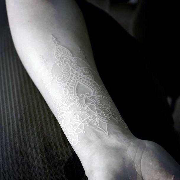Womens Wrists Henna White Ink Tattoo