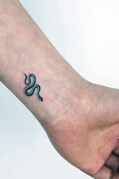Womens Wrists Tiny Snake Tattoo