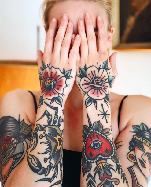 Womens Wrists Traditional Tattoo