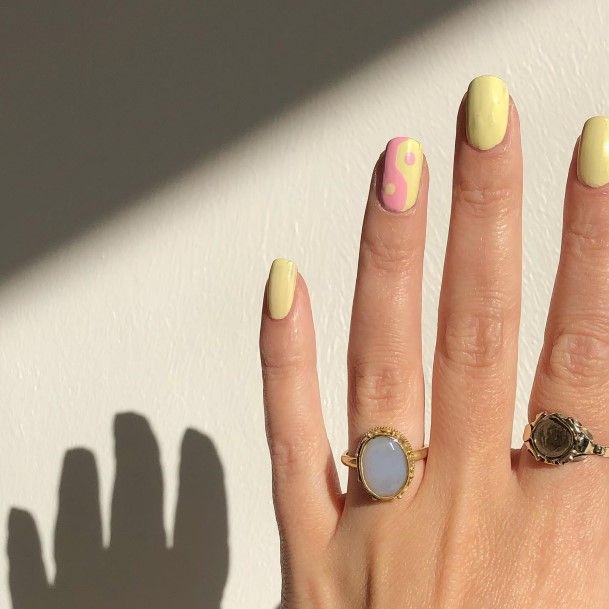 Womens Yellow And Pink Nails