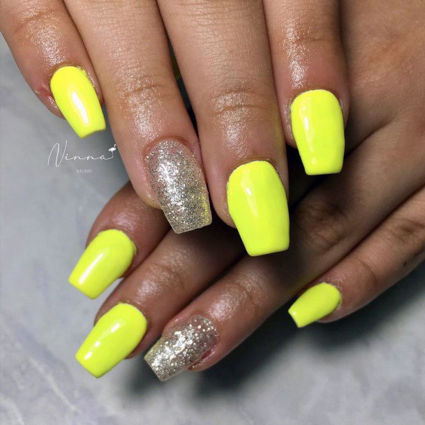 Womens Yellow Dress Girly Nail Designs