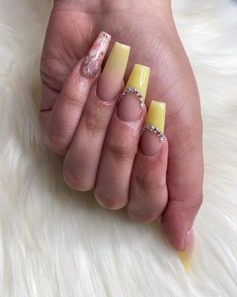 Womens Yellow French Tip Girly Nail Designs