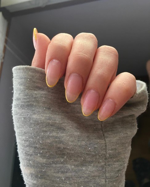 Womens Yellow French Tip Good Looking Nails