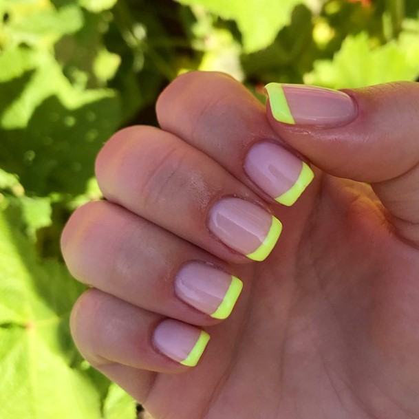 Womens Yellow French Tip Nail Design Ideas