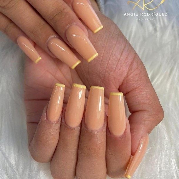 Womens Yellow French Tip Nails