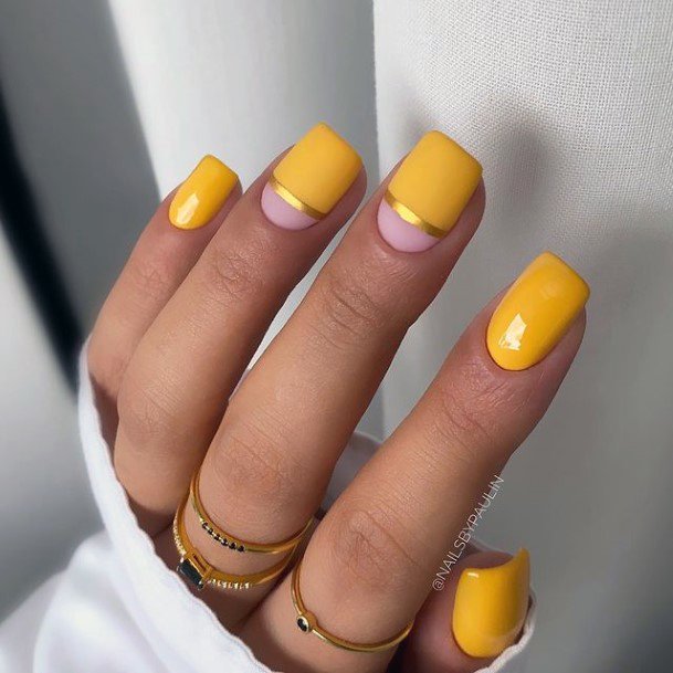 Womens Yellow Summer Girly Nail Designs