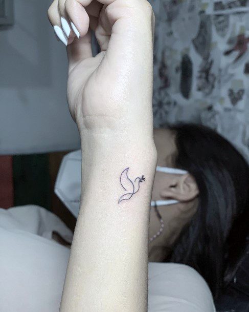 Womens Young Dove Tattoo Wrists