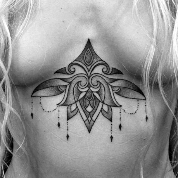 Womnes Beaded Underboob Tattoo