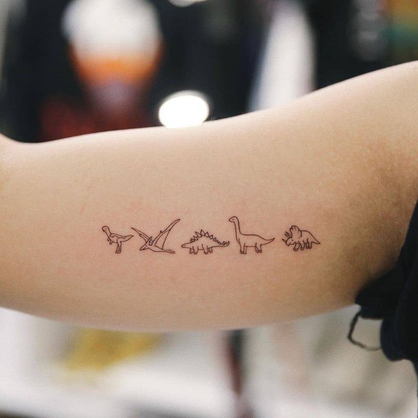 Womnes Dinosaurs Tattoo On Arms Small