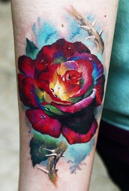 Womnes Forearms Gorgeous Flower Tattoo