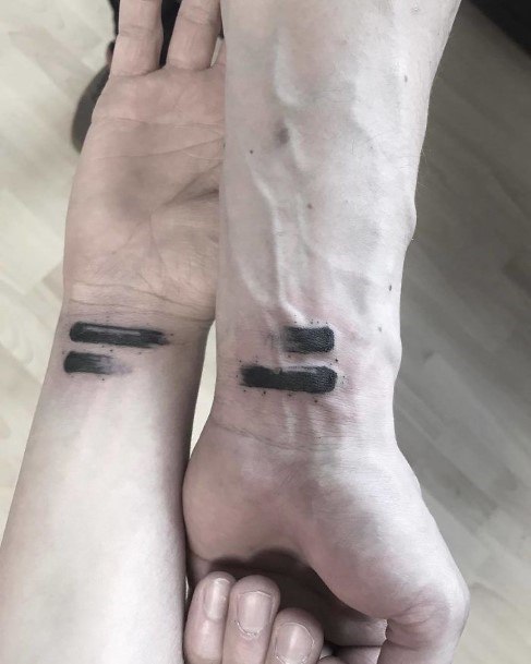 Womnes Wrists Black Smudge Tattoo Matching