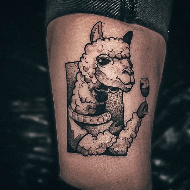 Wonderful Body Art Alpaca Tattoo For Women