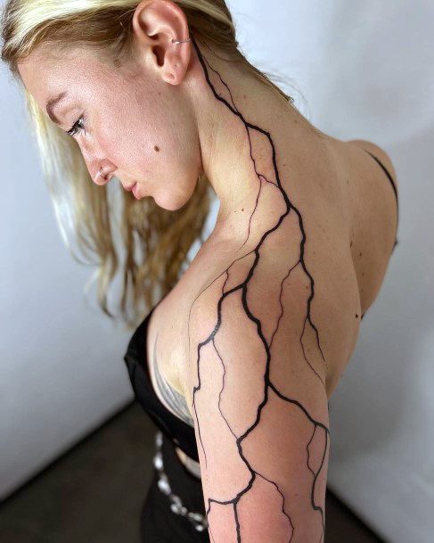 Wonderful Body Art Black Ink Tattoo For Women