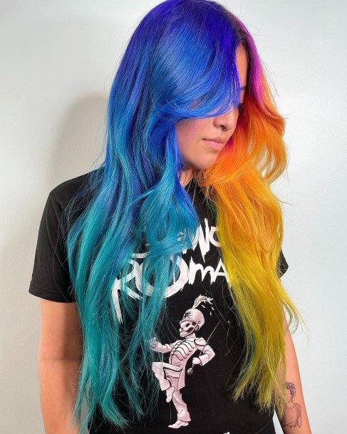 Wonderful Body Art Blue Hairstyles For Women