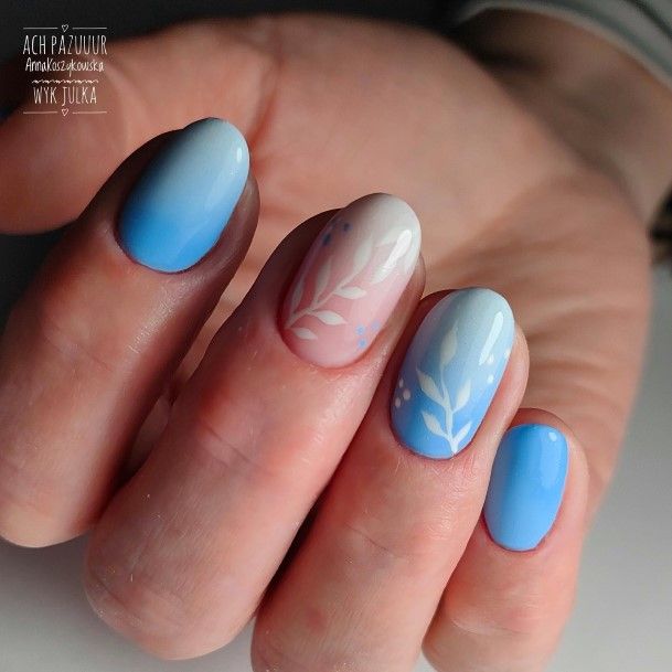 Wonderful Body Art Blue Ombre Nail For Women