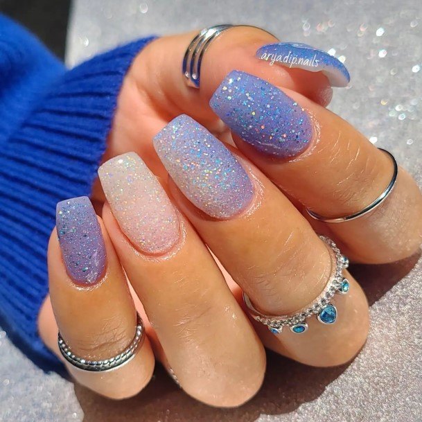 Wonderful Body Art Blue Short Nail For Women