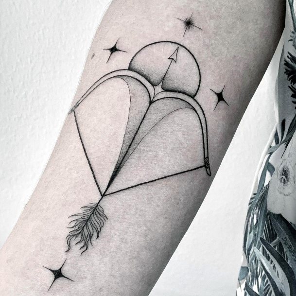 Wonderful Body Art Bow And Arrow Tattoo For Women