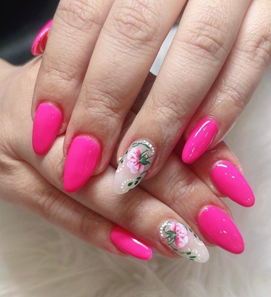 Wonderful Body Art Bright Pink Nail For Women