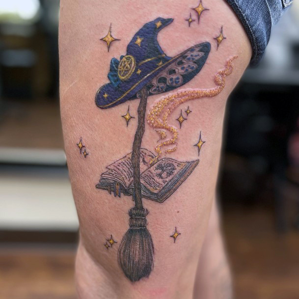 Wonderful Body Art Broomstick Tattoo For Women