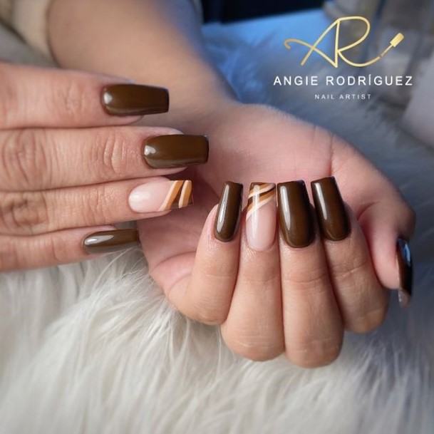 Wonderful Body Art Brown French Tip Nail For Women