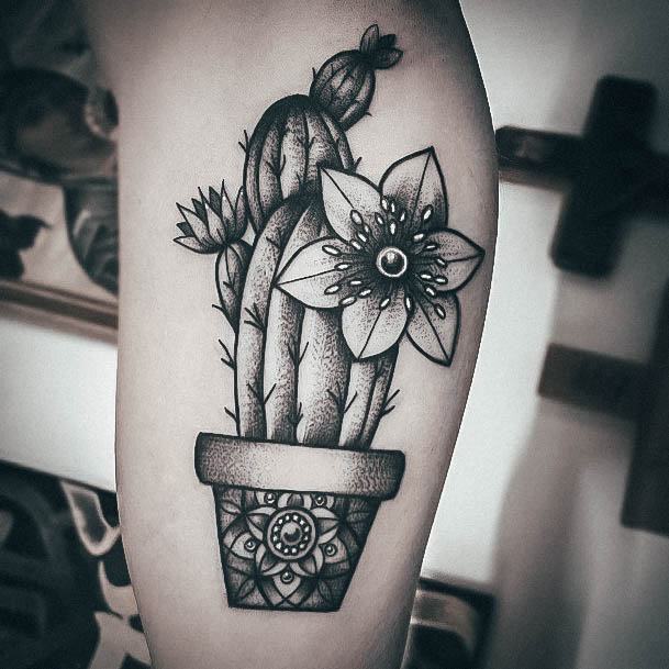 Wonderful Body Art Cactus Tattoo For Women