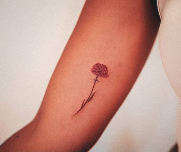 Wonderful Body Art Carnation Tattoo For Women