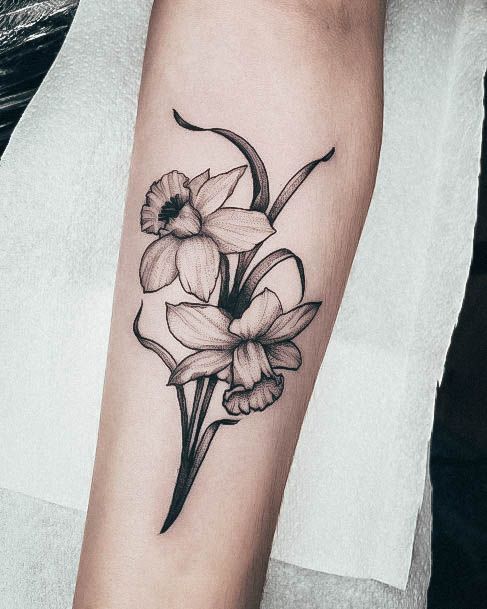 Wonderful Body Art Daffodil Tattoo For Women