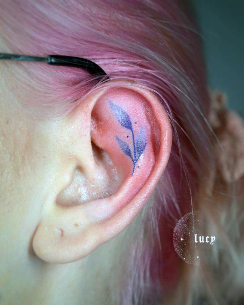 Wonderful Body Art Ear Tattoo For Women