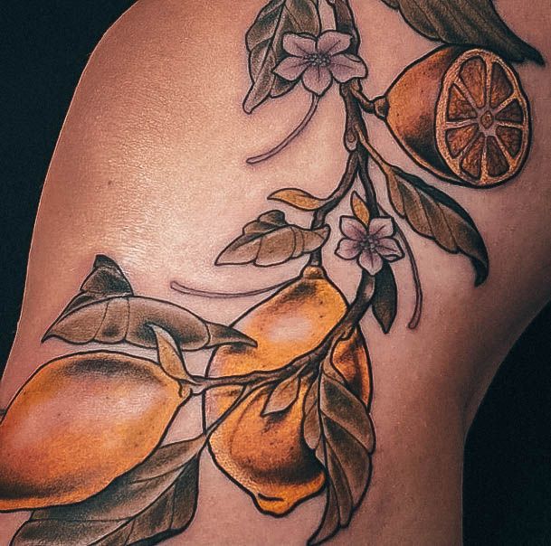 Wonderful Body Art Lemon Tattoo For Women