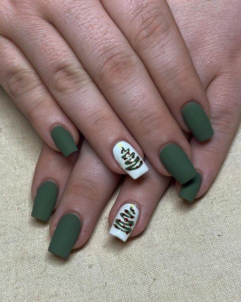 Wonderful Body Art Matte Green Nail For Women