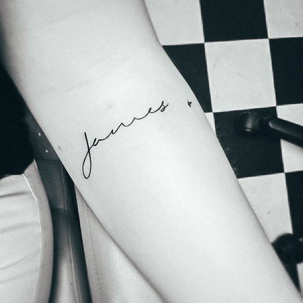 Wonderful Body Art Name Tattoo For Women James