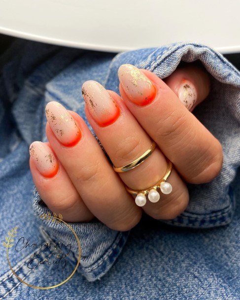 Wonderful Body Art Orange Ombre Nail For Women