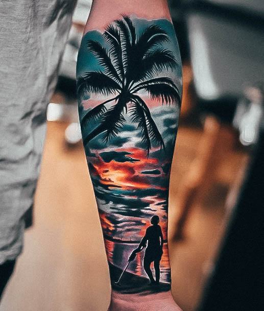 Wonderful Body Art Palm Tree Tattoo For Women