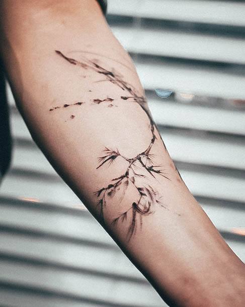 Wonderful Body Art Pine Tree Tattoo For Women