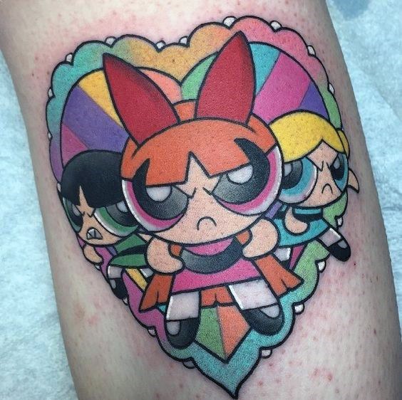 Wonderful Body Art Powerpuff Girls Tattoo For Women