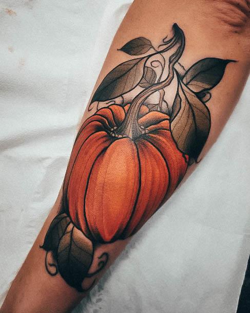 Wonderful Body Art Pumpkin Tattoo For Women