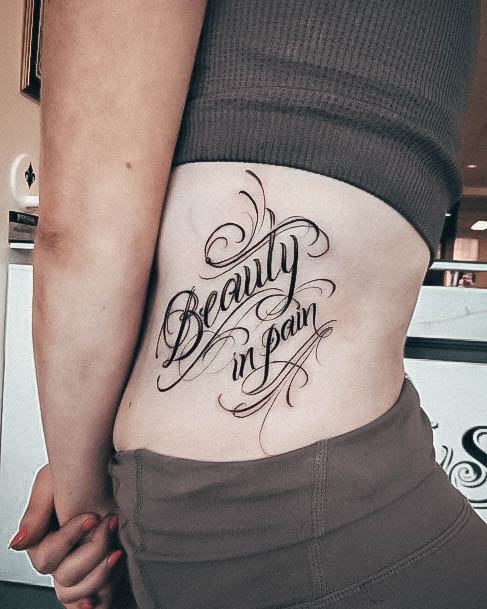 Wonderful Body Art Quote Tattoo For Women