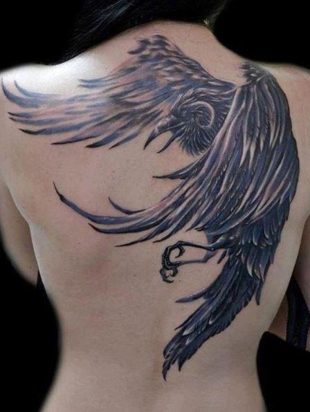 Wonderful Body Art Raven Tattoo For Women