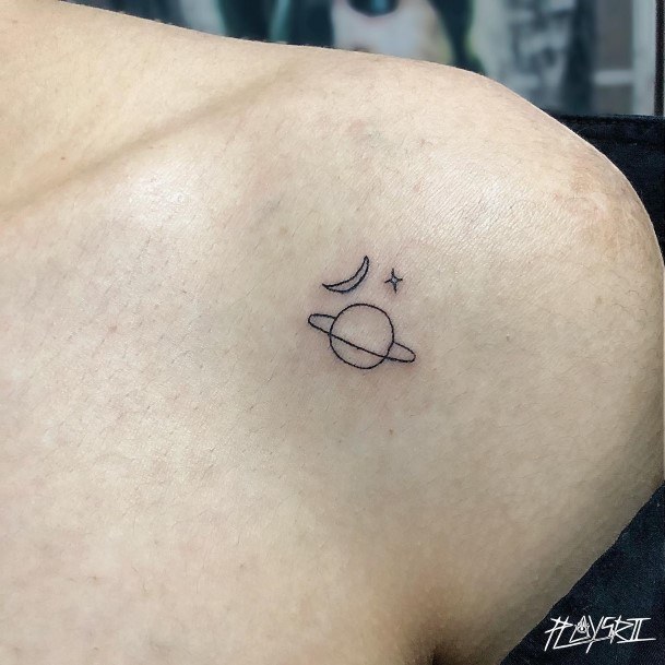 Wonderful Body Art Saturn Tattoo For Women