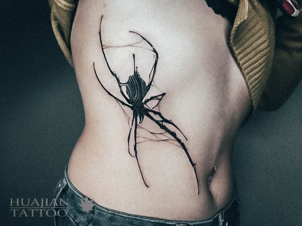 Wonderful Body Art Spider Tattoo For Women