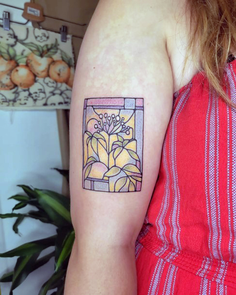 Wonderful Body Art Stained Glass Tattoo For Women