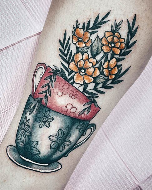 Wonderful Body Art Tea Tattoo For Women