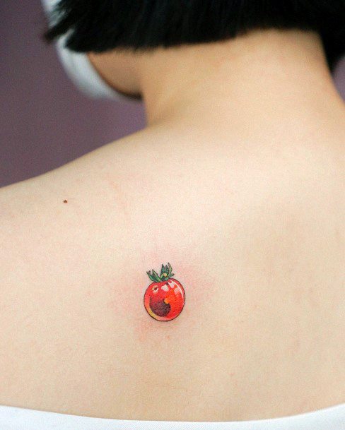 Wonderful Body Art Tomato Tattoo For Women