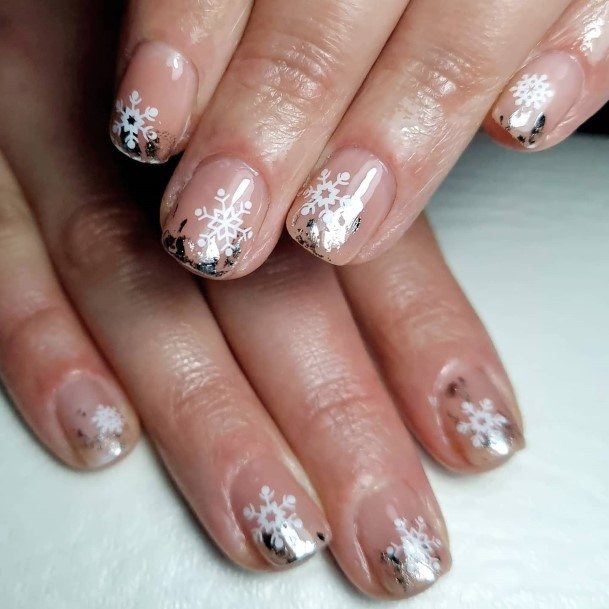 Wonderful Body Art White And Silver Nail For Women