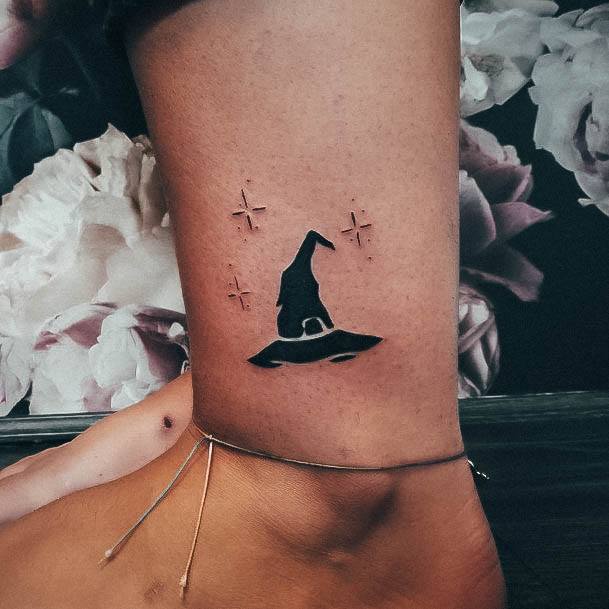 Wonderful Body Art Witch Hat Tattoo For Women