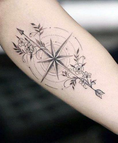 Wonderful Compass Tattoo Womens Forearms