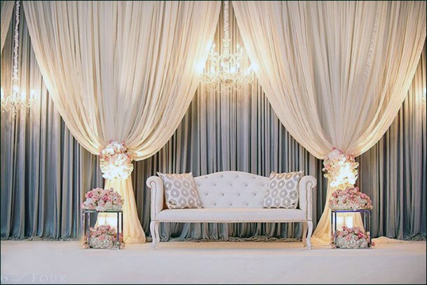 Wonderful Curtained Wedding Stage Decorations