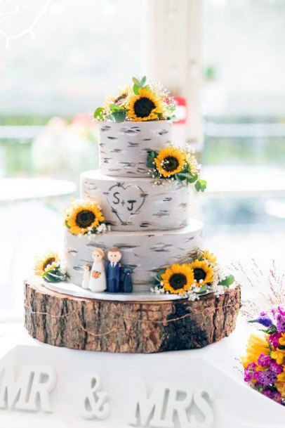 Wonderful Sunflower Wedding Cake Women