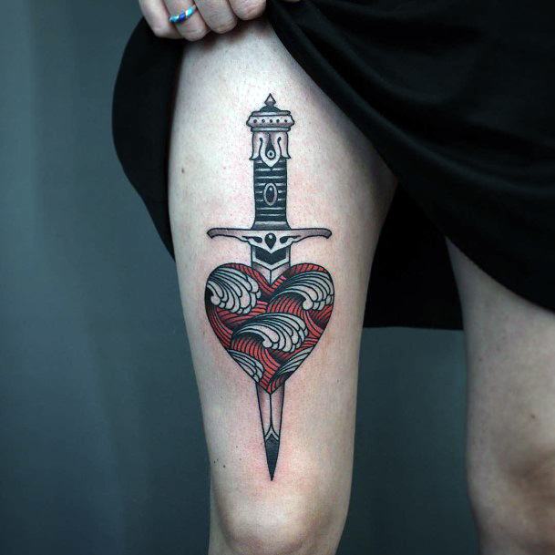 Wondrous Dagger Heart Tattoo For Woman