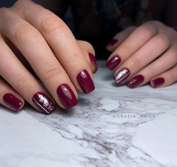 Wondrous Dark Red Nail For Woman